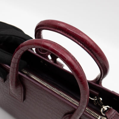 Sac de Jour Baby Burgundy Croc Embossed Leather