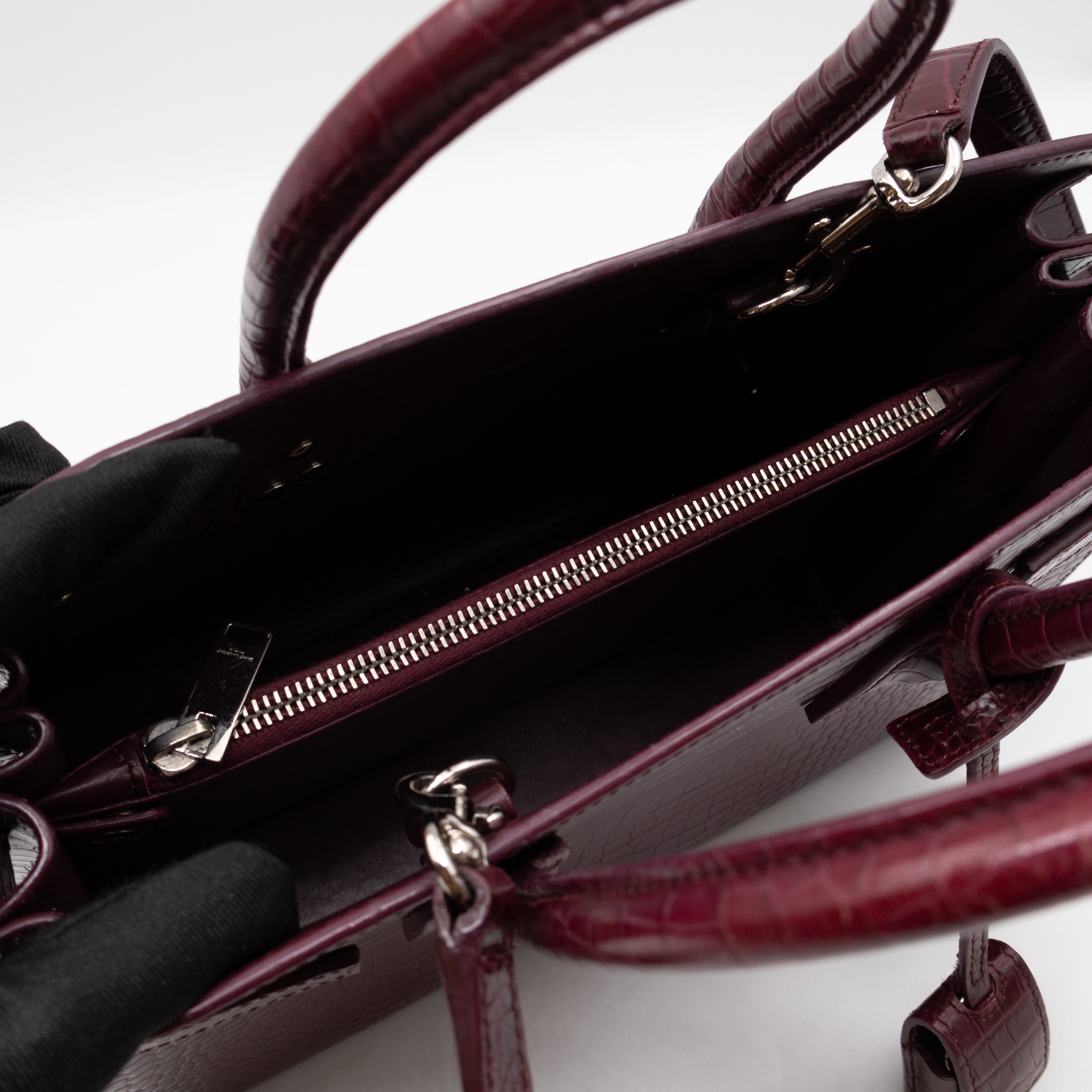 Sac de Jour Baby Burgundy Croc Embossed Leather