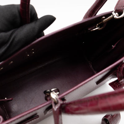Sac de Jour Baby Burgundy Croc Embossed Leather