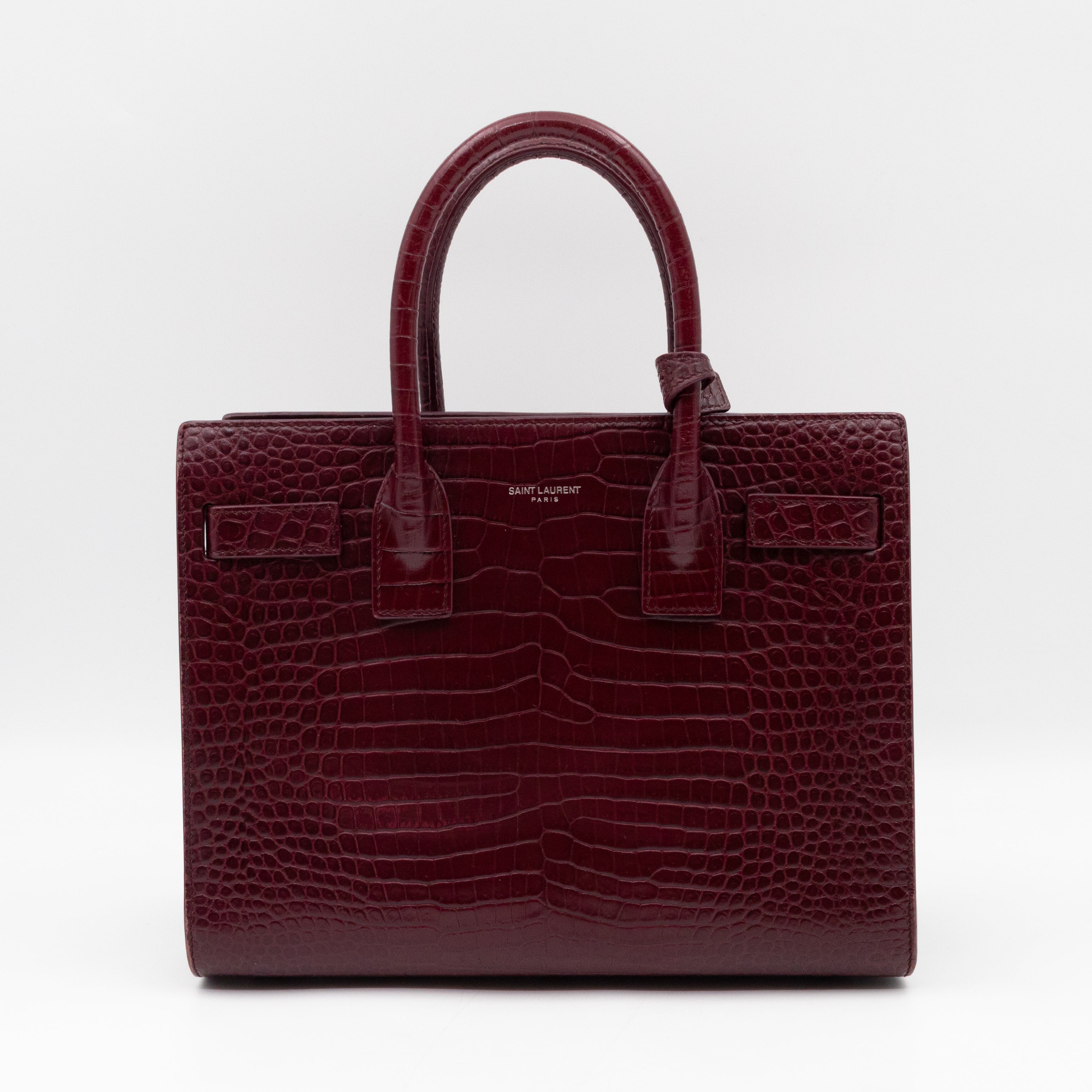 Sac de Jour Baby Burgundy Croc Embossed Leather