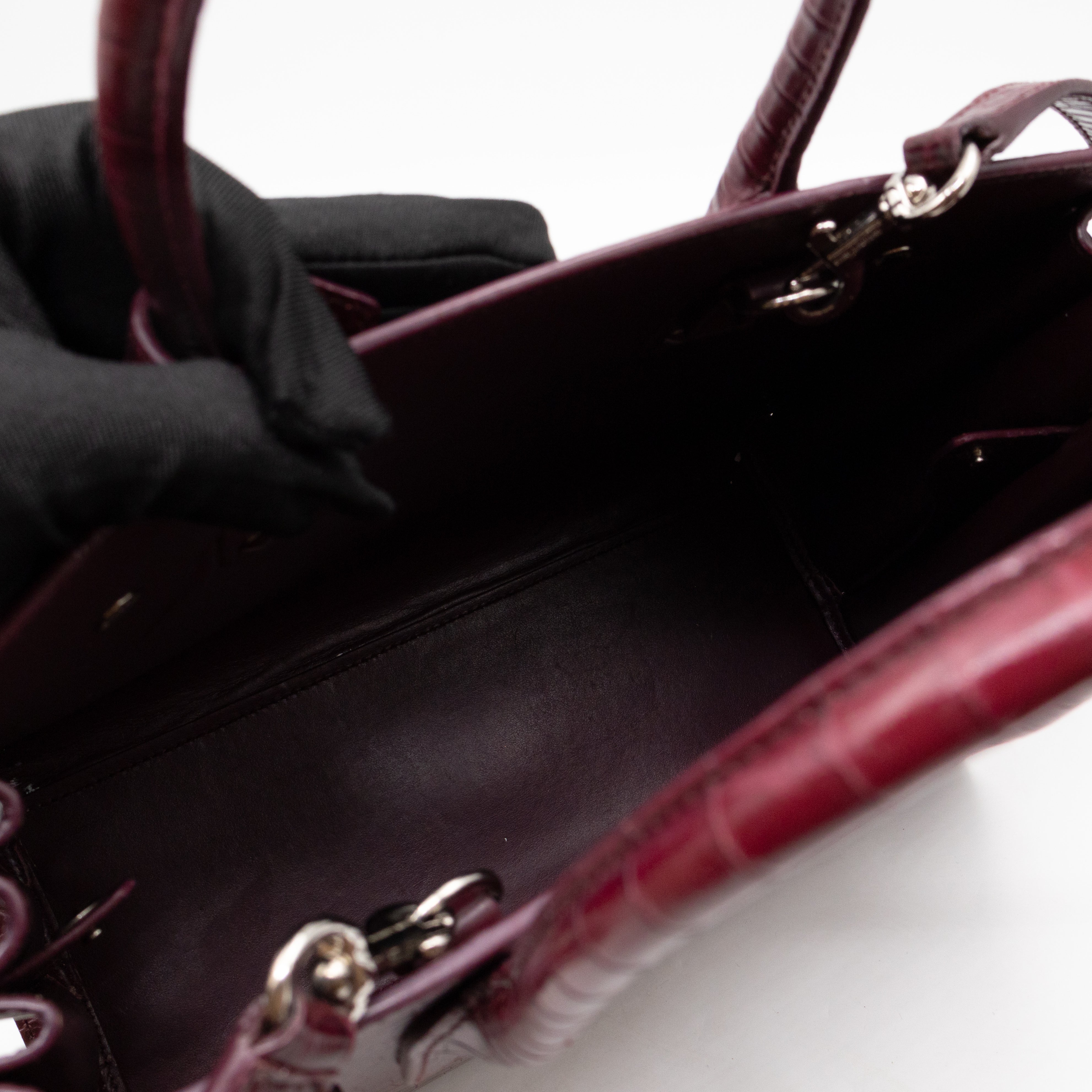 Sac de Jour Baby Burgundy Croc Embossed Leather