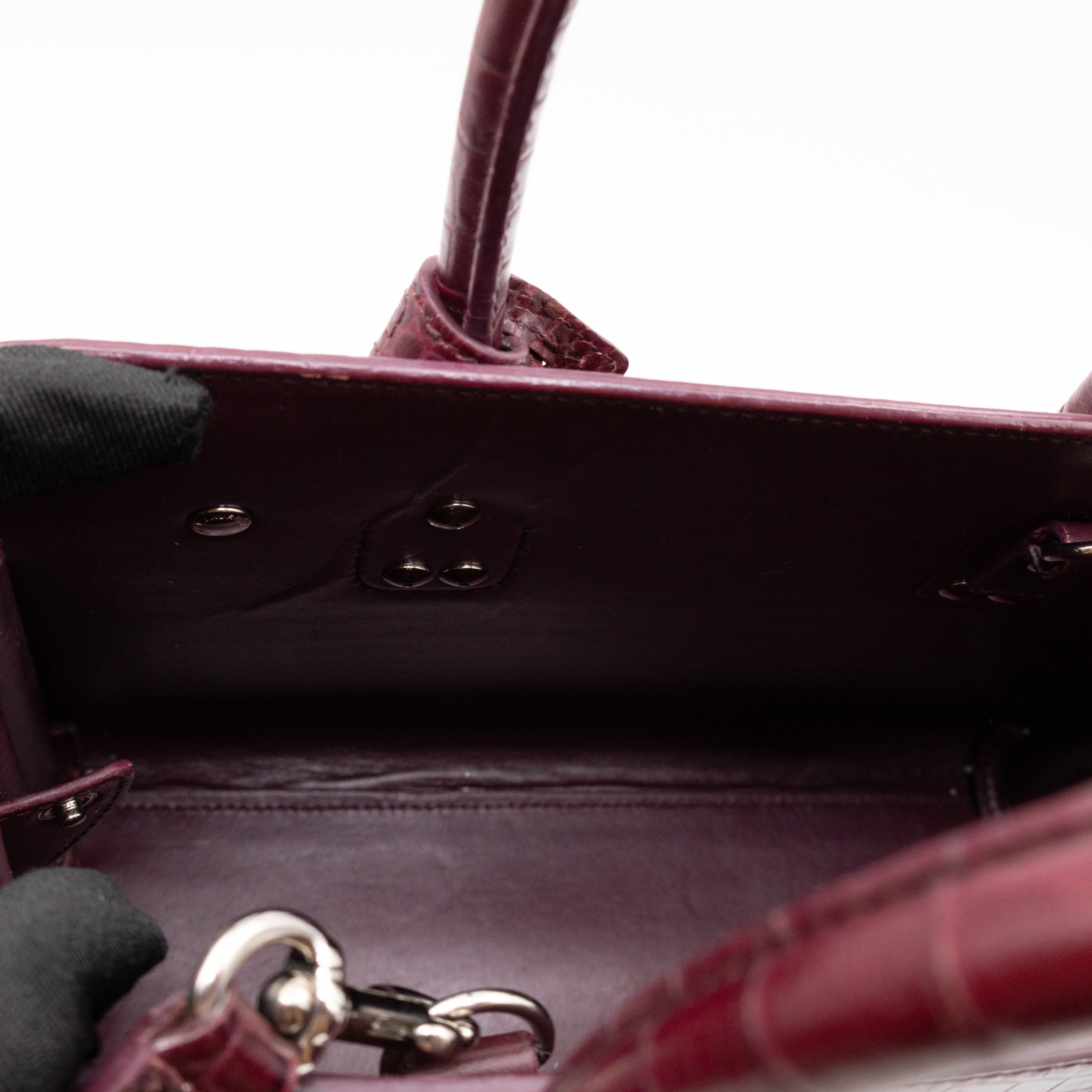 Sac de Jour Baby Burgundy Croc Embossed Leather