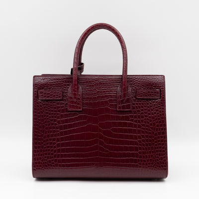 Sac de Jour Baby Burgundy Croc Embossed Leather