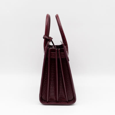 Sac de Jour Baby Burgundy Croc Embossed Leather