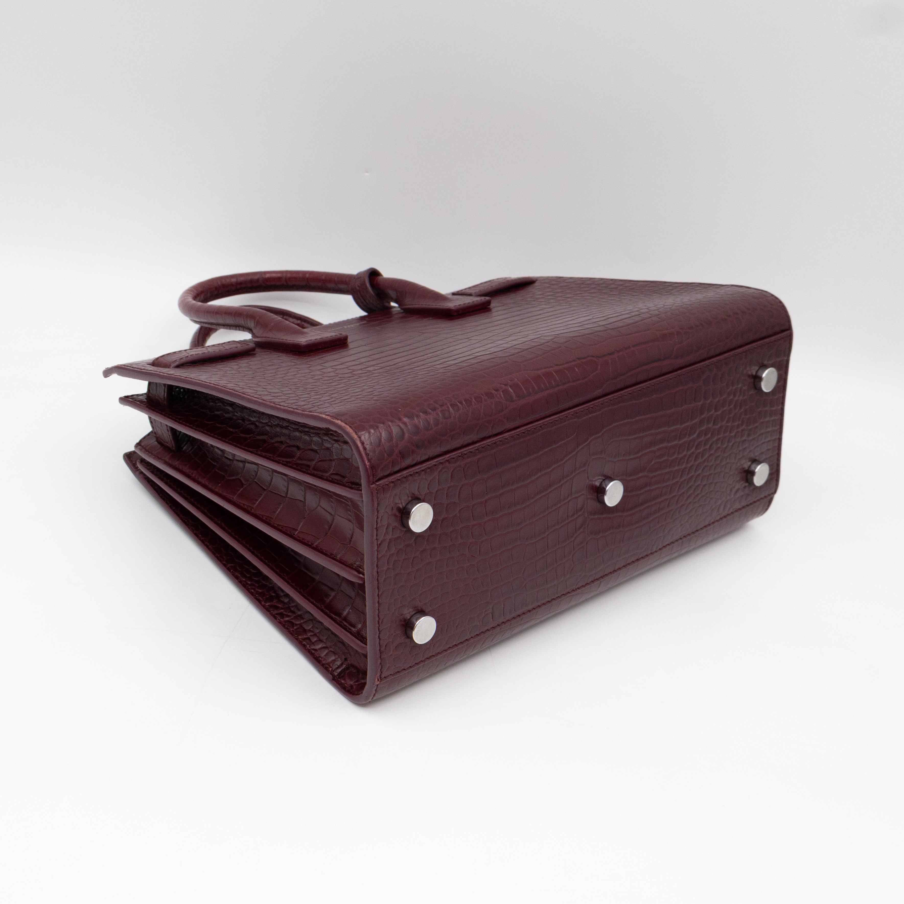 Sac de Jour Baby Burgundy Croc Embossed Leather