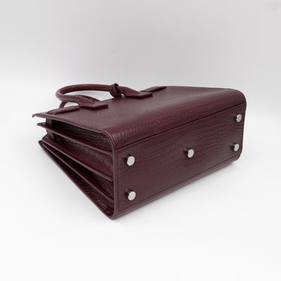 Sac de Jour Baby Burgundy Croc Embossed Leather