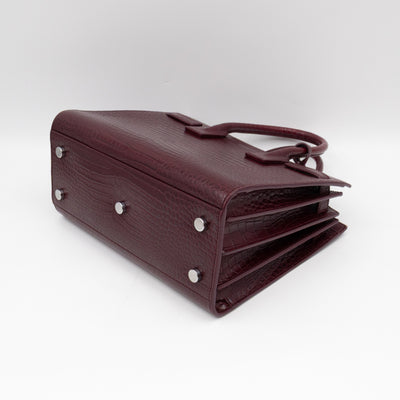 Sac de Jour Baby Burgundy Croc Embossed Leather