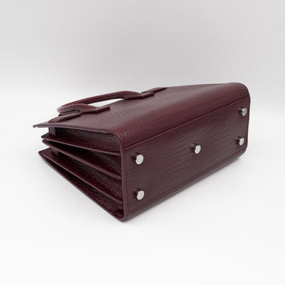 Sac de Jour Baby Burgundy Croc Embossed Leather