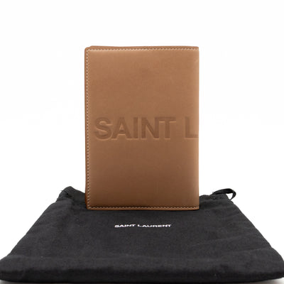 Logo Passport Cover Beige Leather