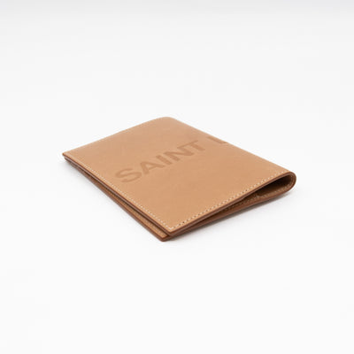 Logo Passport Cover Beige Leather