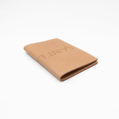 Logo Passport Cover Beige Leather