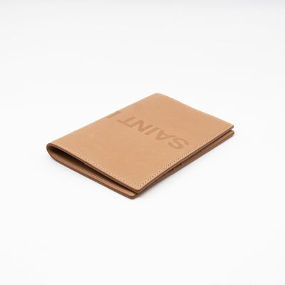 Logo Passport Cover Beige Leather