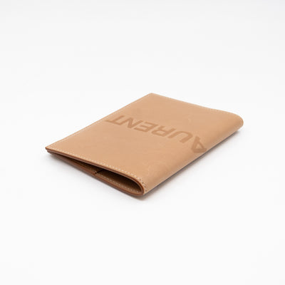 Logo Passport Cover Beige Leather