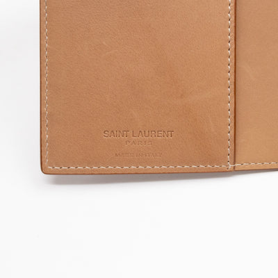 Logo Passport Cover Beige Leather