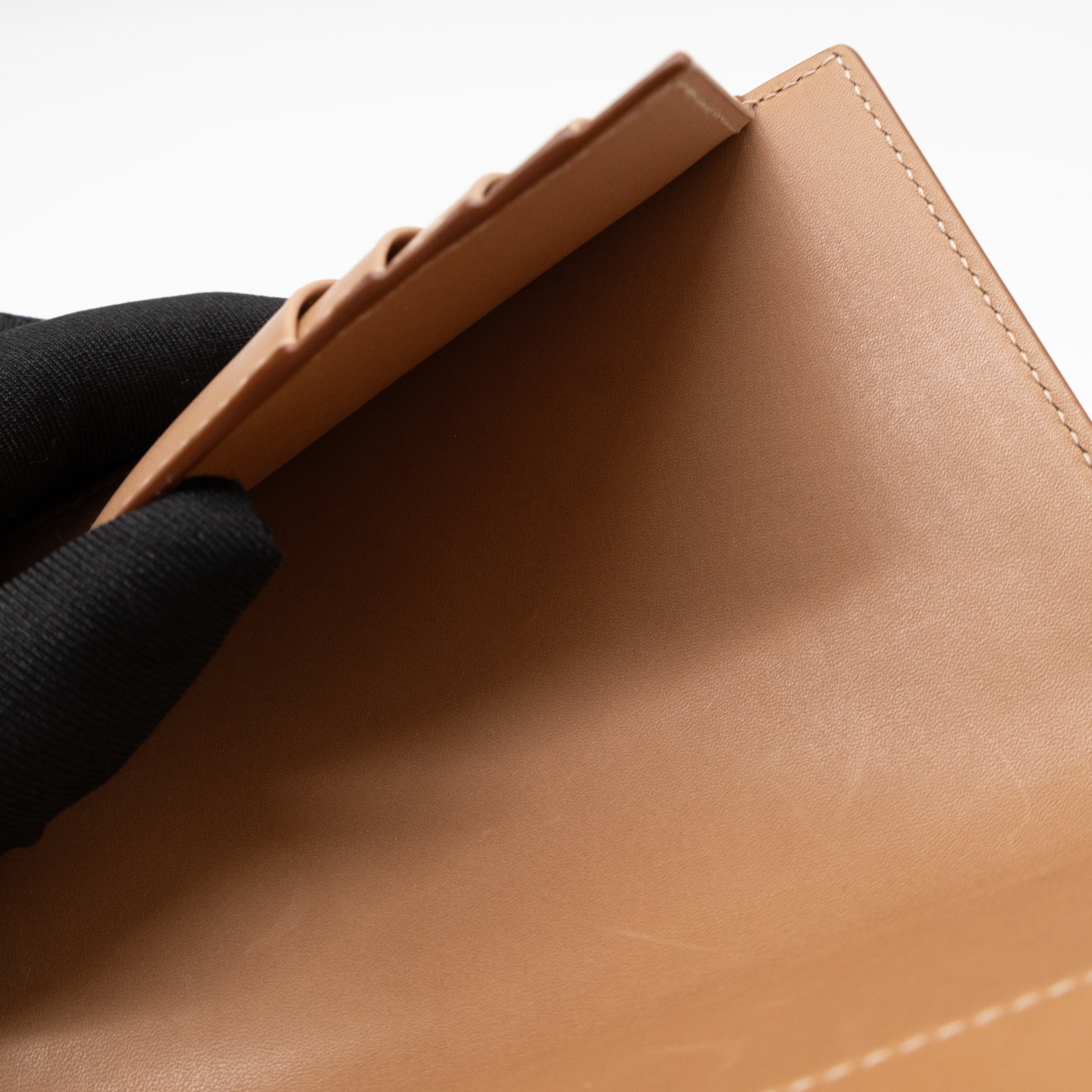 Logo Passport Cover Beige Leather
