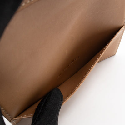 Logo Passport Cover Beige Leather