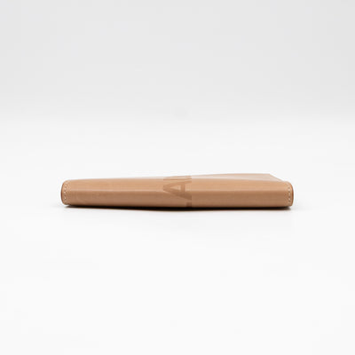 Logo Passport Cover Beige Leather