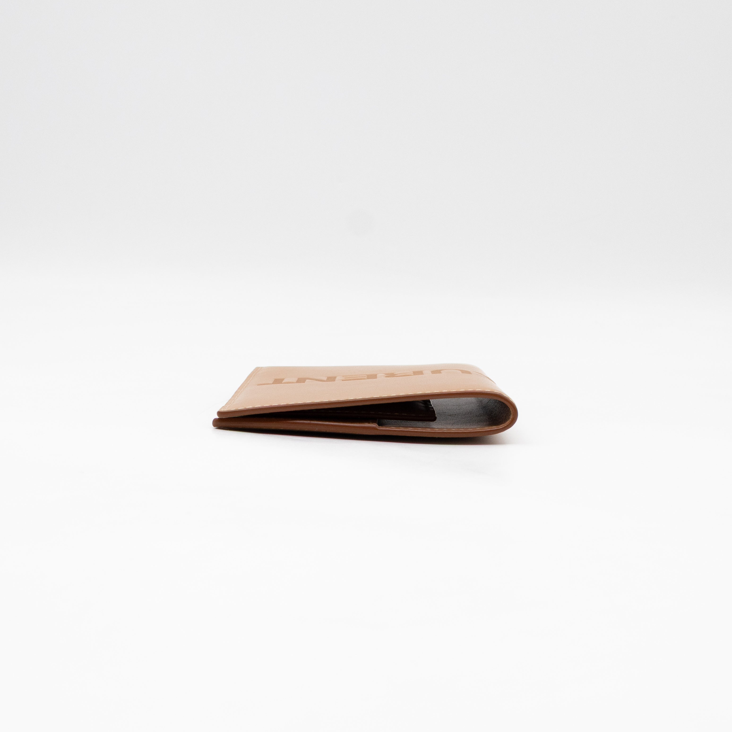 Logo Passport Cover Beige Leather
