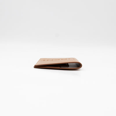 Logo Passport Cover Beige Leather