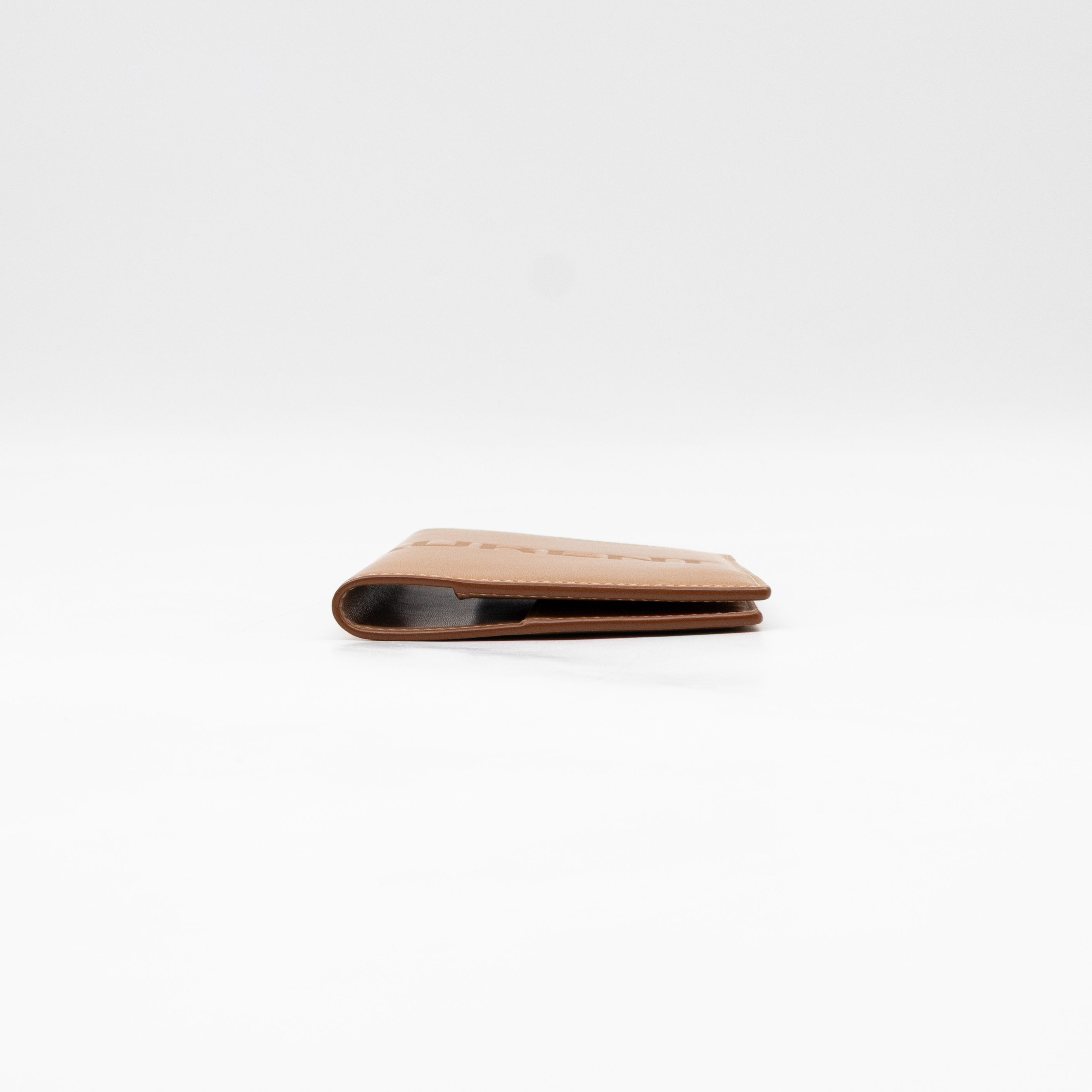 Logo Passport Cover Beige Leather
