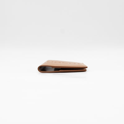 Logo Passport Cover Beige Leather