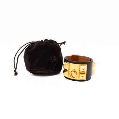 Collier de Chien Bracelet Gold & Black Leather