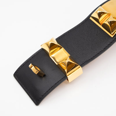 Collier de Chien Bracelet Gold & Black Leather