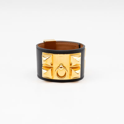 Collier de Chien Bracelet Gold & Black Leather