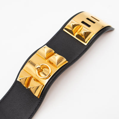Collier de Chien Bracelet Gold & Black Leather