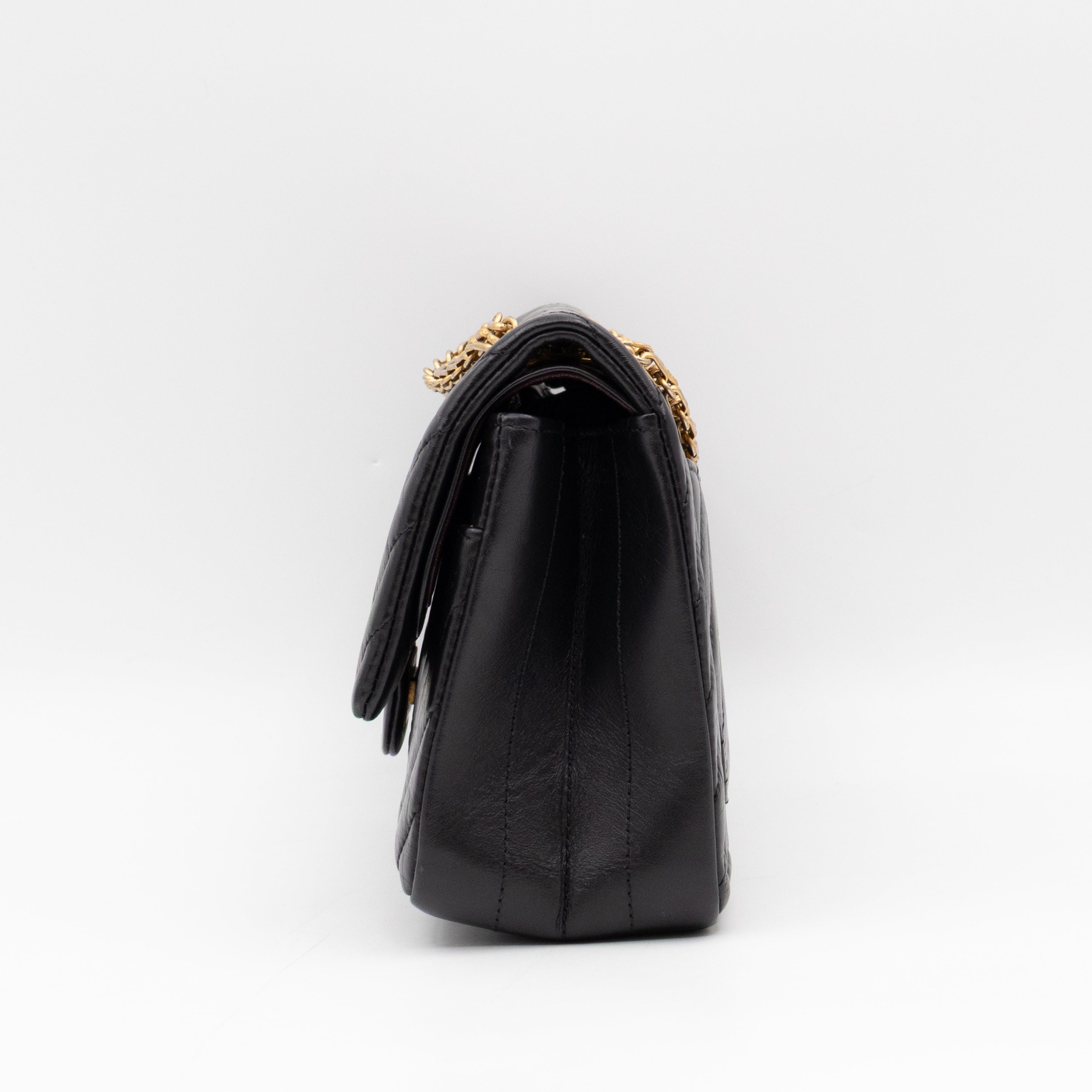 2.55 Reissue 225 Double Flap Bag Chevron Black Leather