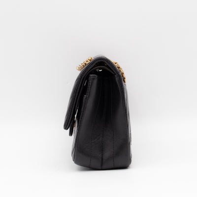 2.55 Reissue 225 Double Flap Bag Chevron Black Leather