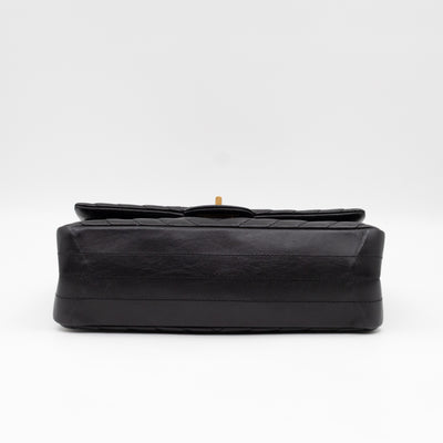 2.55 Reissue 225 Double Flap Bag Chevron Black Leather