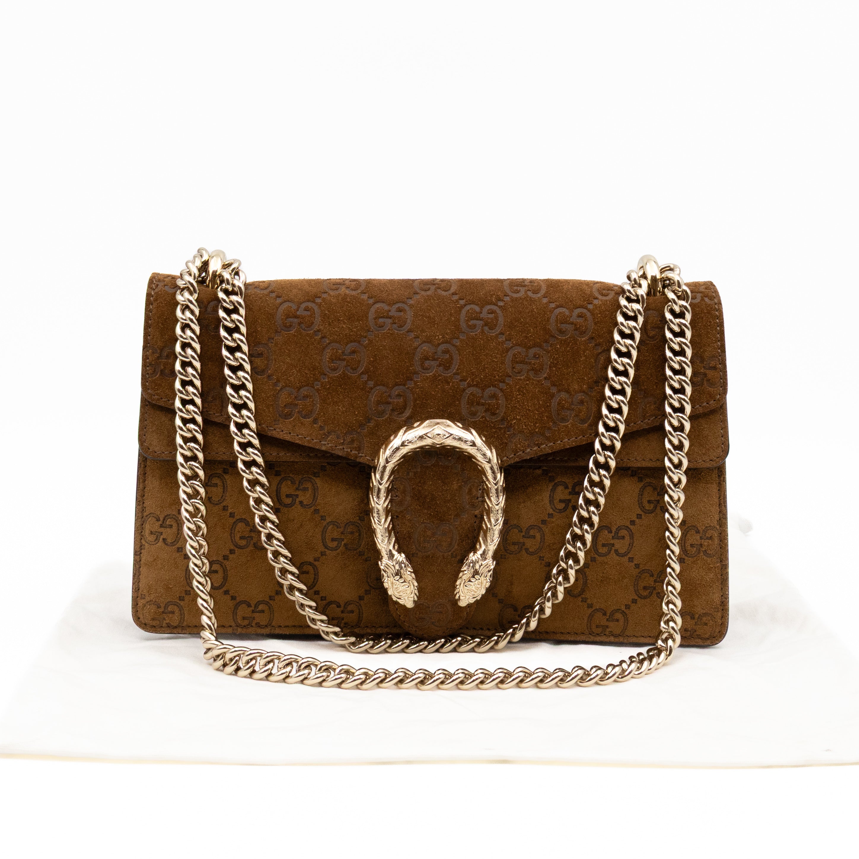Dionysus Small GG Brown Suede Leather