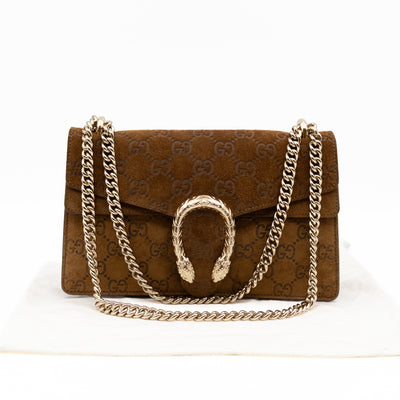 Dionysus Small GG Brown Suede Leather