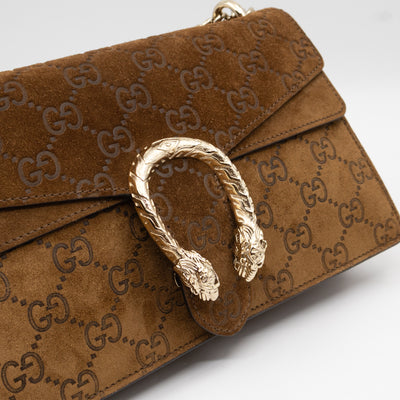 Dionysus Small GG Brown Suede Leather
