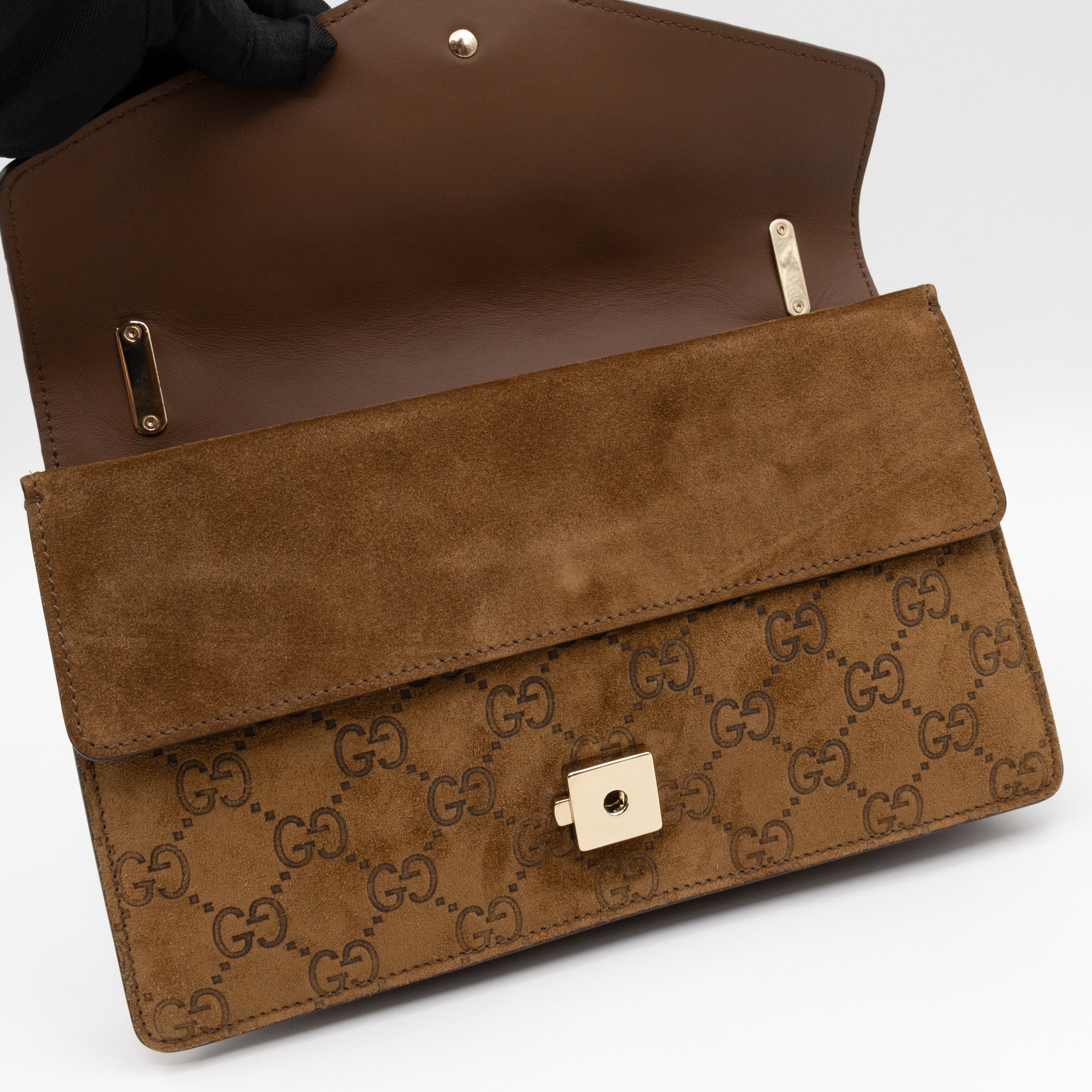 Dionysus Small GG Brown Suede Leather