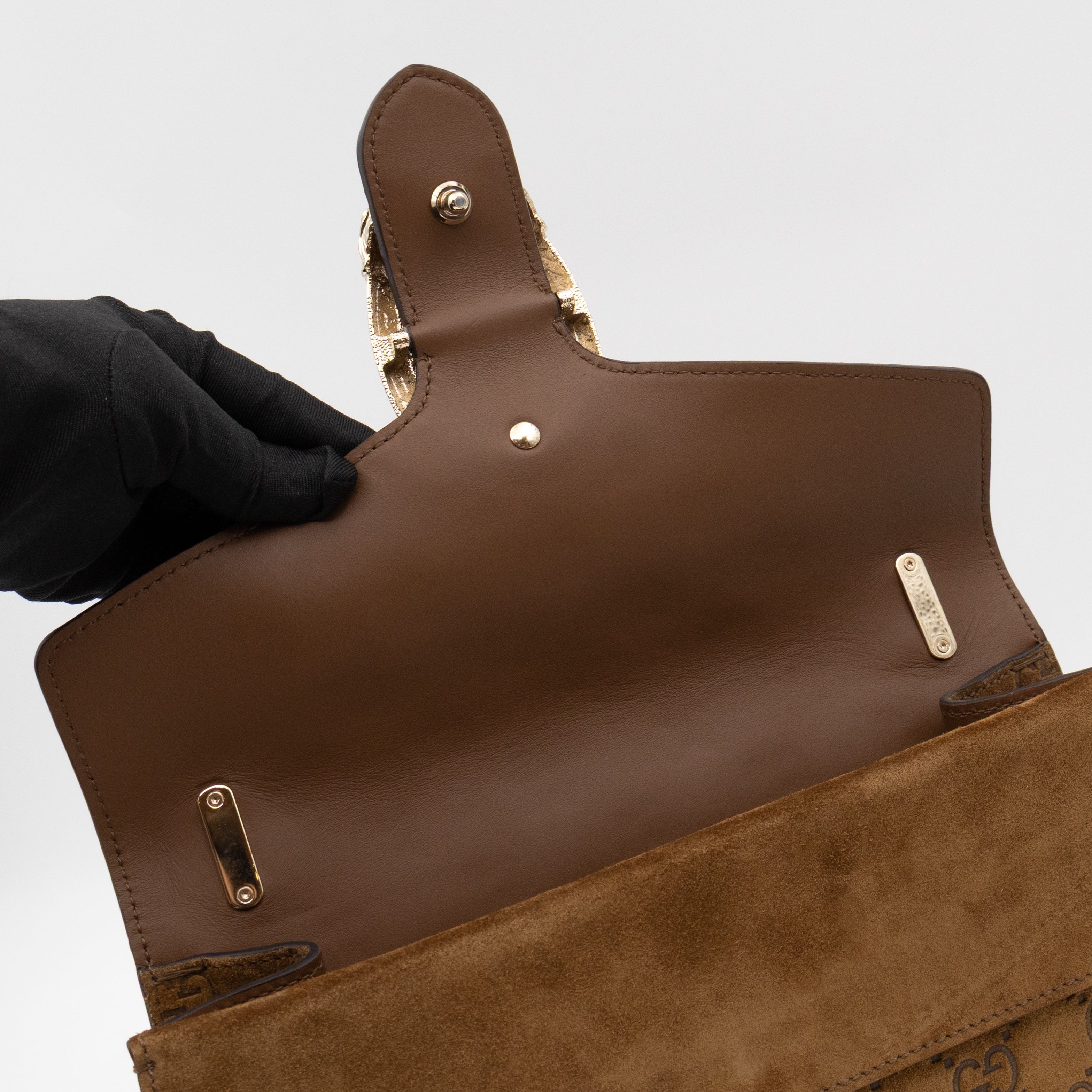 Dionysus Small GG Brown Suede Leather