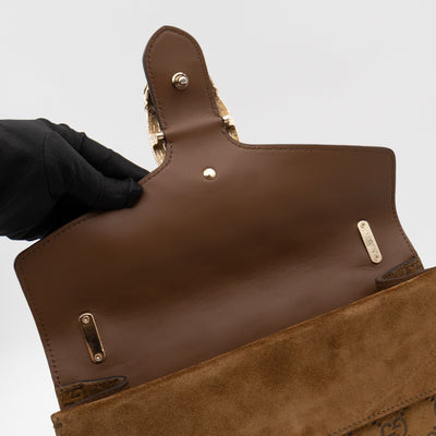 Dionysus Small GG Brown Suede Leather