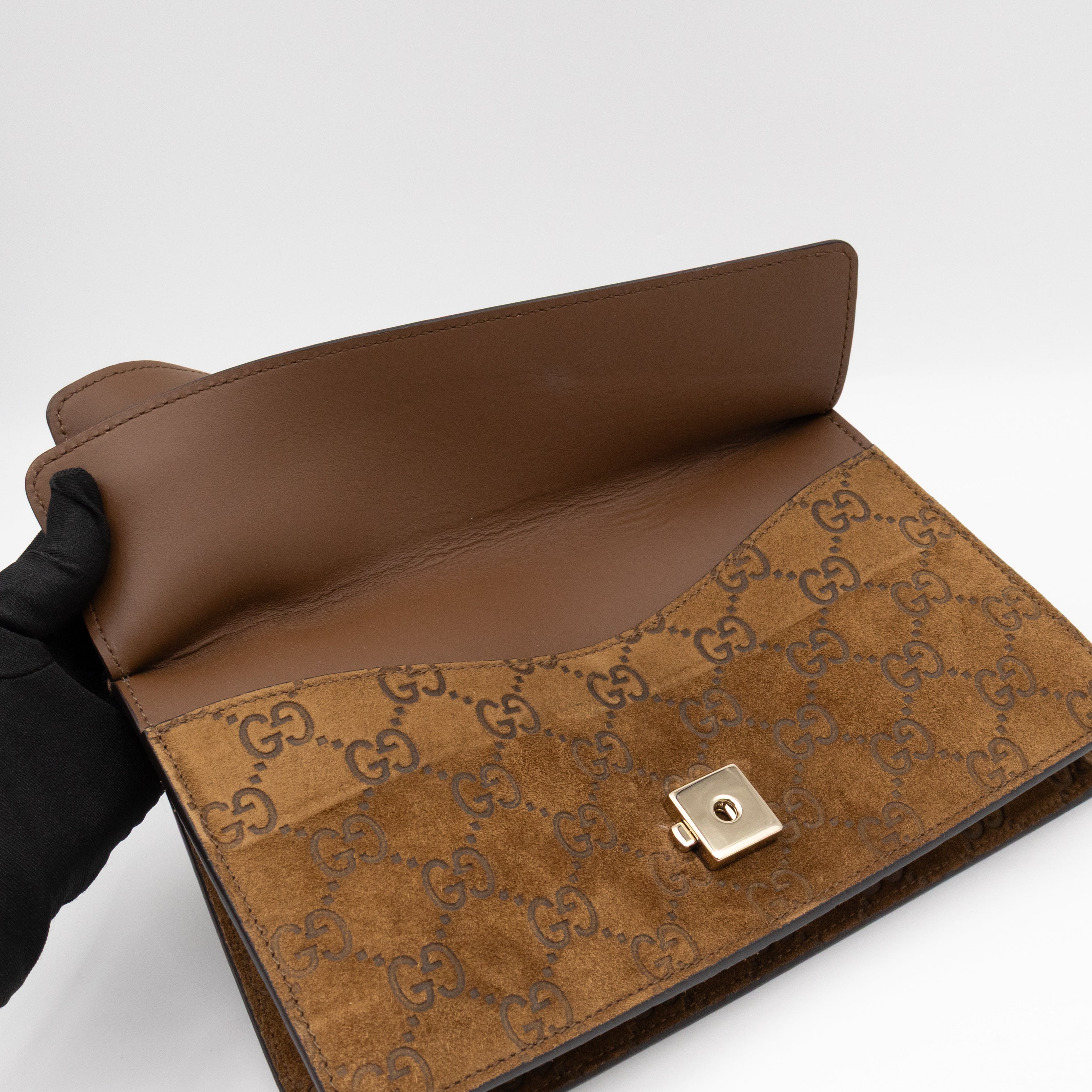 Dionysus Small GG Brown Suede Leather