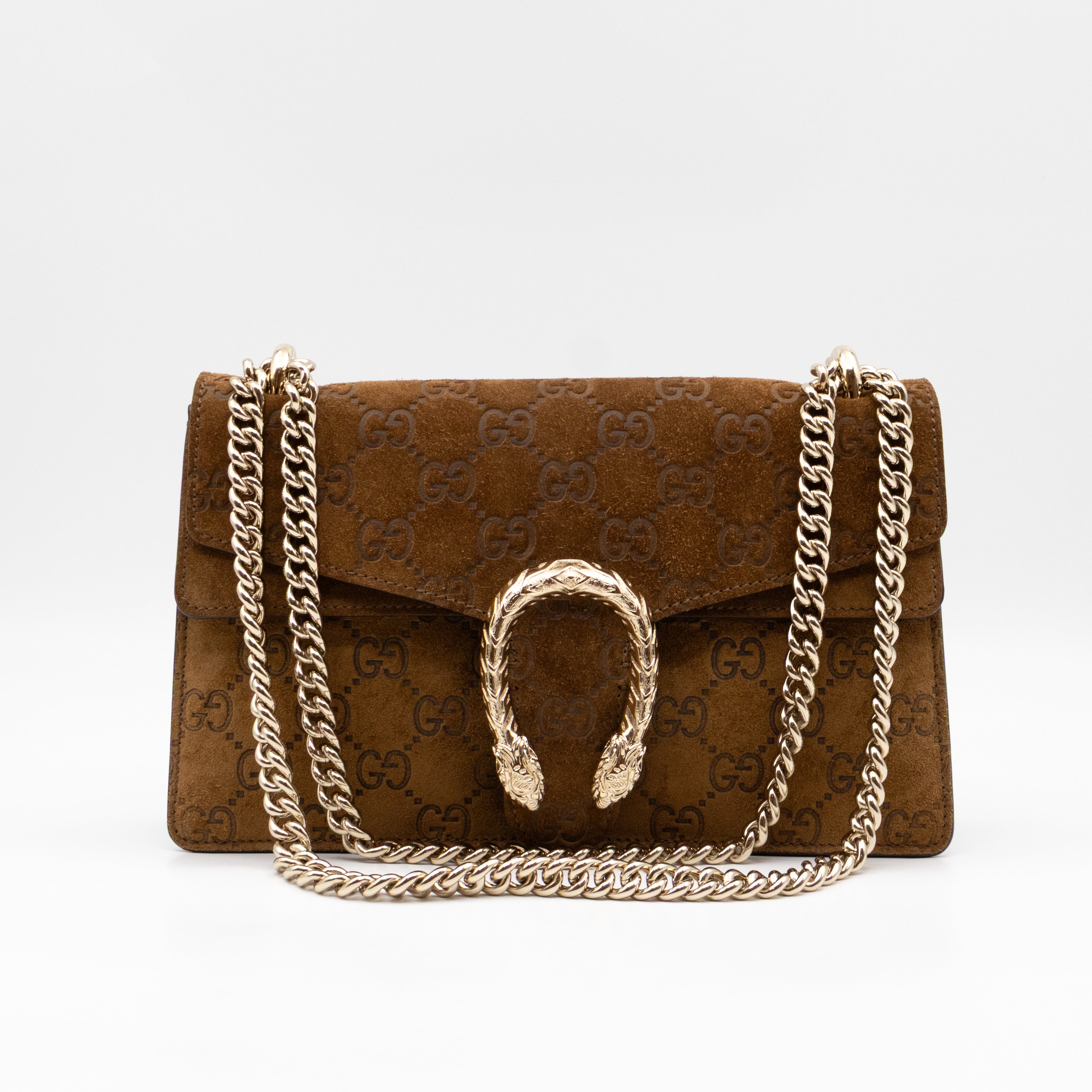Dionysus Small GG Brown Suede Leather