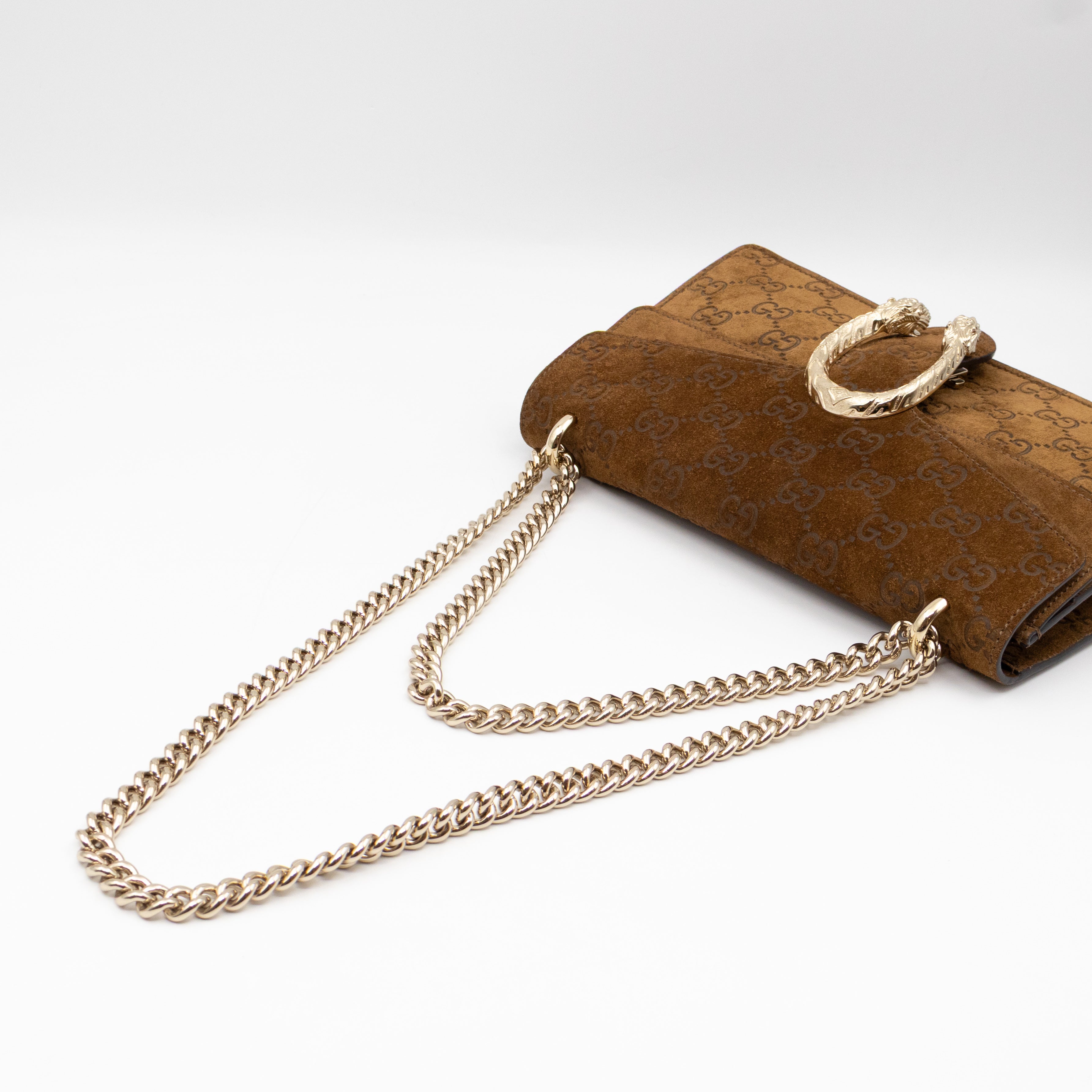 Dionysus Small GG Brown Suede Leather