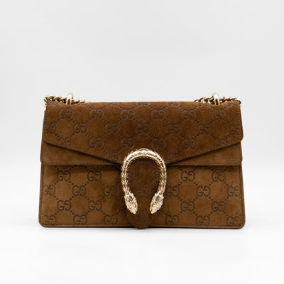 Dionysus Small GG Brown Suede Leather