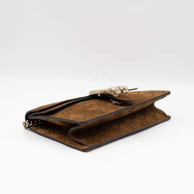 Dionysus Small GG Brown Suede Leather