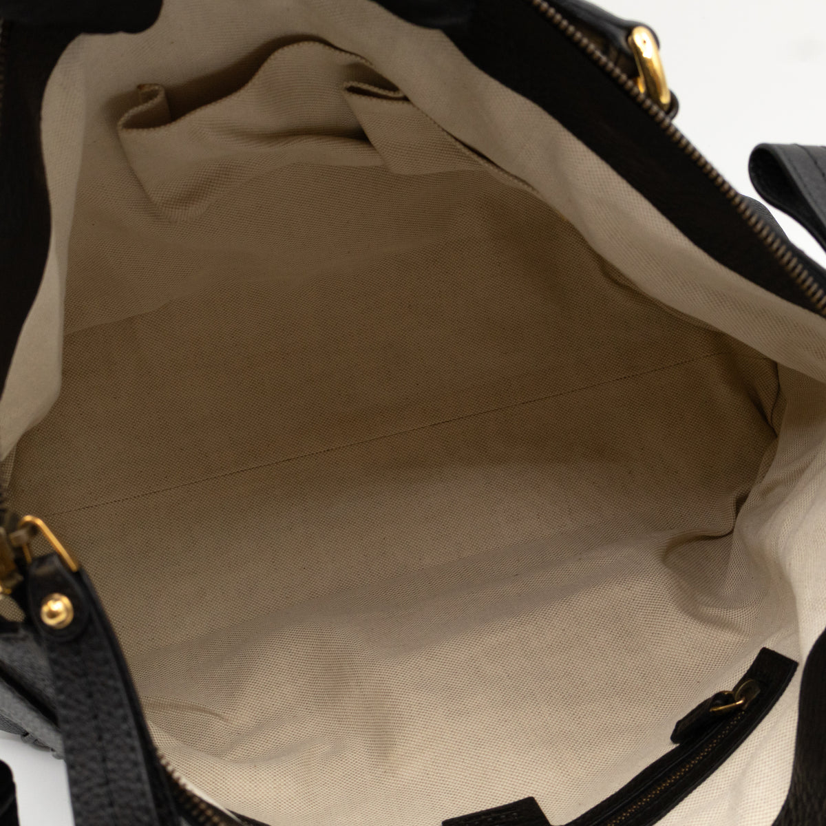 GG Ride Medium Top Handle Tote Bag Black Pebbled Calfskin Leather