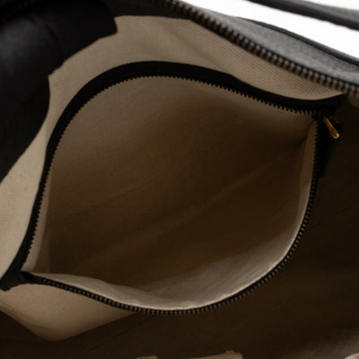 GG Ride Medium Top Handle Tote Bag Black Pebbled Calfskin Leather