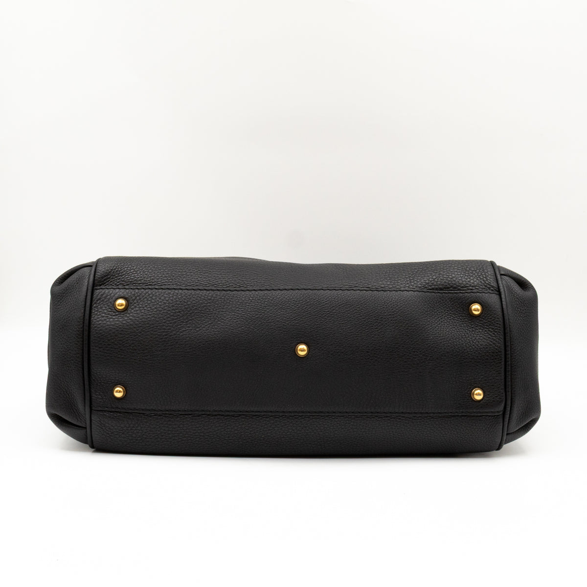 GG Ride Medium Top Handle Tote Bag Black Pebbled Calfskin Leather