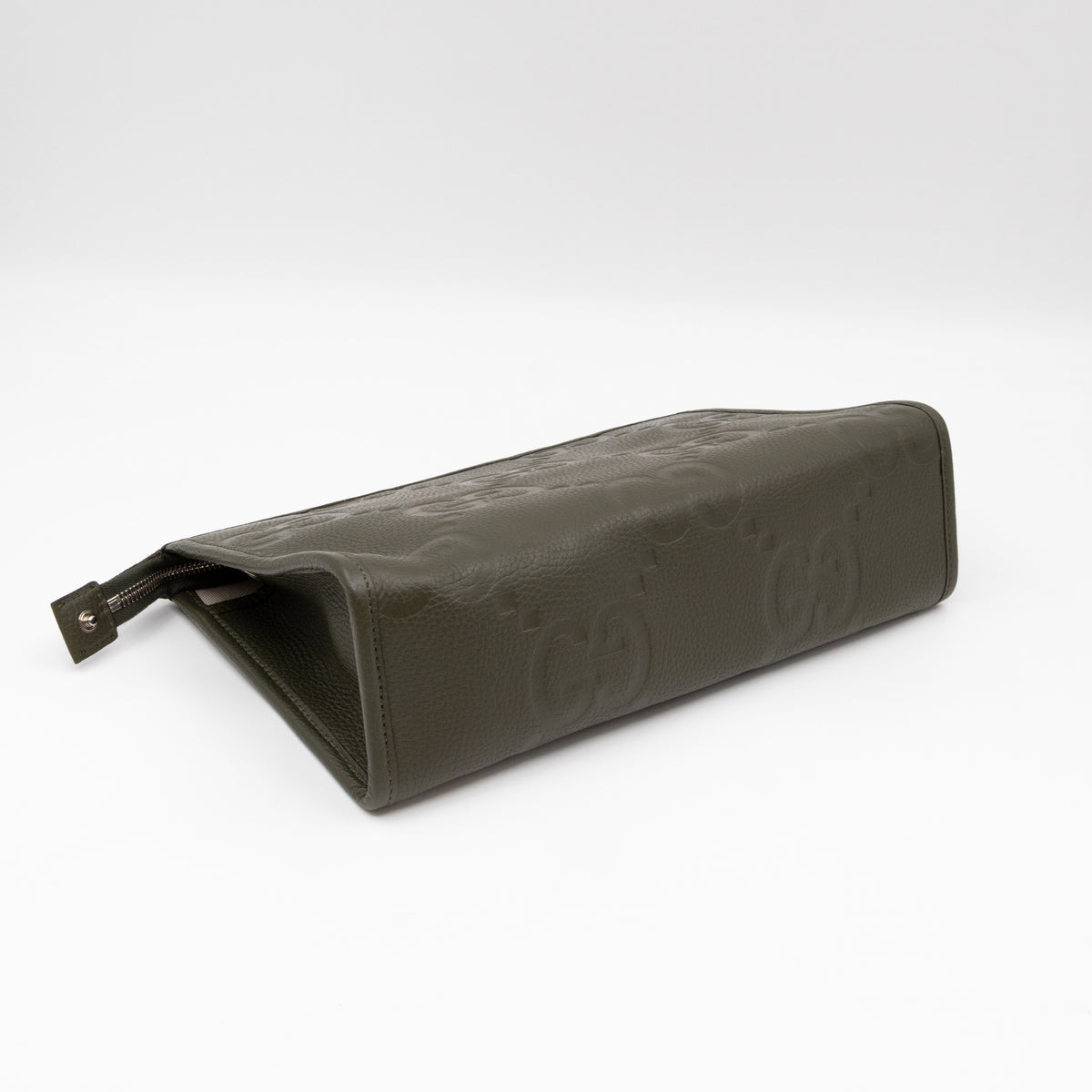 Jumbo GG Pouch Green Leather