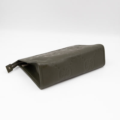 Jumbo GG Pouch Green Leather