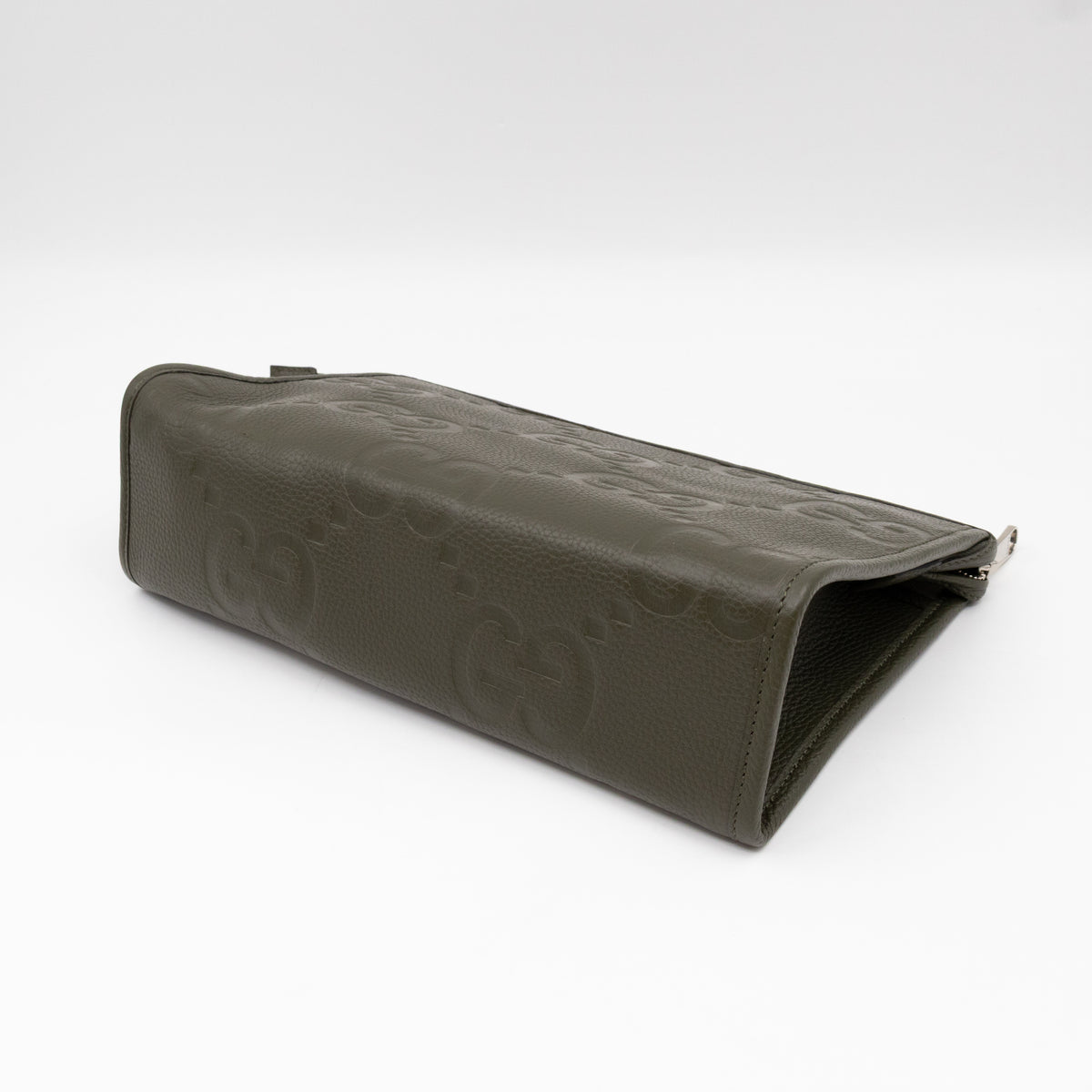 Jumbo GG Pouch Green Leather