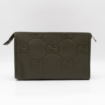 Jumbo GG Pouch Green Leather
